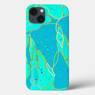 Coque Case-Mate iPhone "Grotte marine" abstrait - turquoise, bleu, or