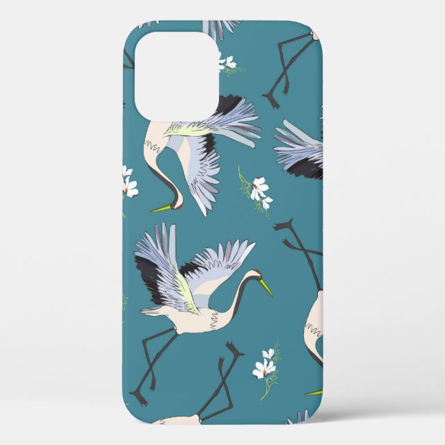 Coques Case-Mate iPhone grue, motif, illustration fleur d'oiseau volant (Verso)