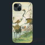 iPhone 13 Coque Grues orientales au bord de l'eau<br><div class="desc">Ce tableau de Vision Studio serait parfait pour une collection d'oiseaux. Cette empreinte contemporaine de grues blanches aux ailes noires et marron est parfaite pour un fan d'art oriental et les détails ajouteront du caractère à tout produit Zazzle.</div>