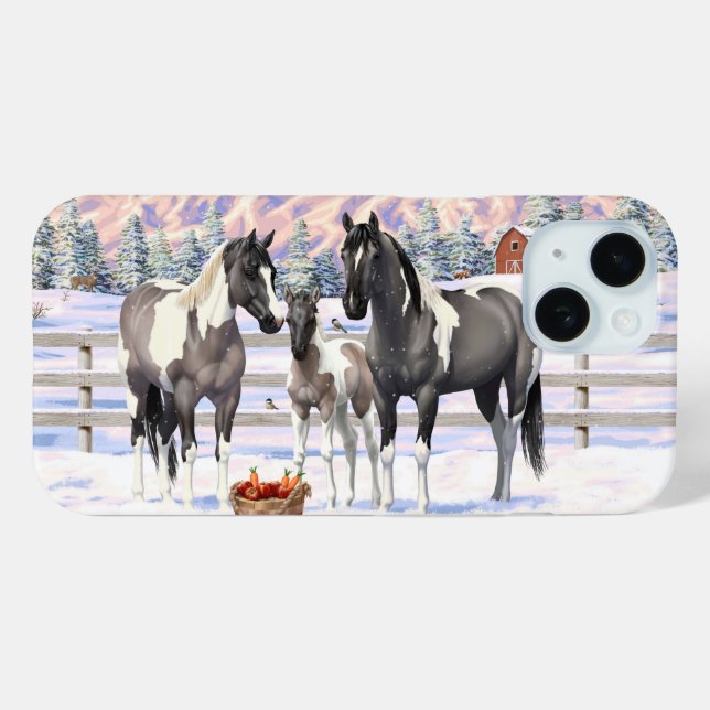 Coques Case-Mate iPhone Grulla Pinto Grey Paint Hors sur une ferme d'hiver (Verso (horizontal))