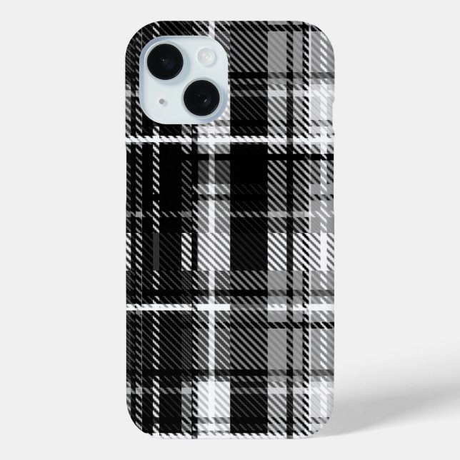 Coques Case-Mate iPhone Grund Black Blanc Flannel Plaid Tartan Design (Verso)