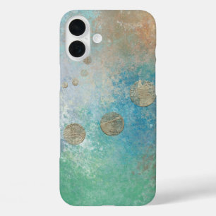 Coque Pour iPhone 16 Plus Grunge Côtière   Aquarelle bleu et vert or