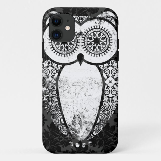 Coques Case-Mate iPhone Grunge de damassé de hibou de StellaRoot Hootie (Dos)