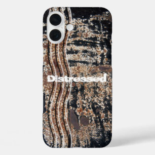 Coques iPhone 16 Plus Grunge en métal rouillé noir photo personnalisée