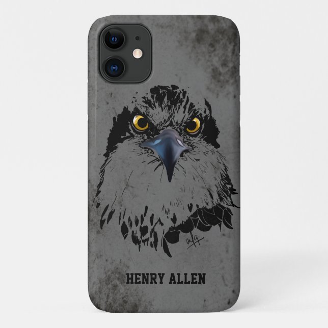 Coques Case-Mate iPhone Grunge moderne Gris noir Balbuzard Roi des oiseaux (Dos)