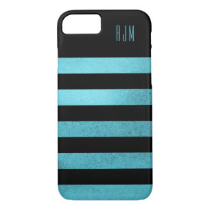 Coques Pour iPhone Grunge monogramme turquoise Stripes Arrière - plan