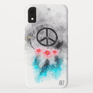 Case-Mate iPhone Case *~* Grunge Peace Sign Feathers Fleurs Aquarelle
