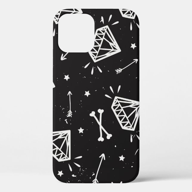 Coques Case-Mate iPhone Grunge rock : diamants, os motif. (Verso)