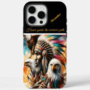 Coque iPhone 16 Pro Max Guerrier africain aux aigles.