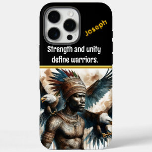 Coque iPhone 16 Pro Max Guerrier courageux avec symboles d'aigle