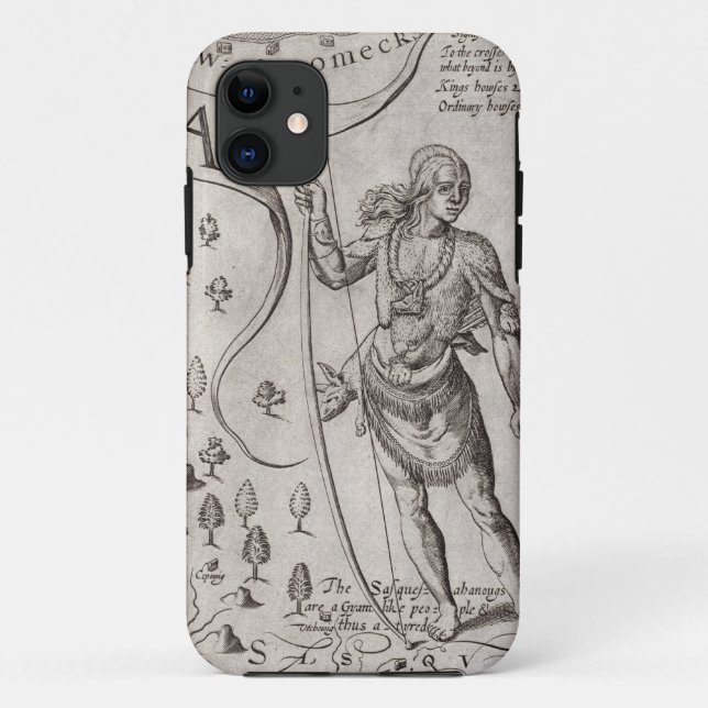 Coques Case-Mate iPhone Guerrier de Susquehannock, détail de carte de la (Dos)