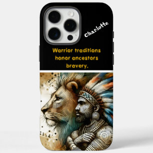 Coque iPhone 16 Pro Max Guerrier debout fièrement avec un lion