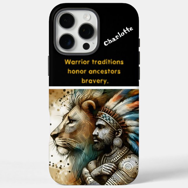 Coques Case-Mate iPhone Guerrier debout fièrement avec un lion (Verso)