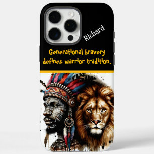 Coque iPhone 16 Pro Max Guerrier emplumé avec un lion