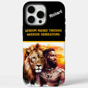 Coque iPhone 16 Pro Max Guerrier et noble lion s'unissent au coucher du so