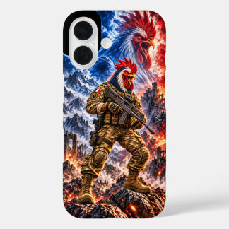 Coque Pour iPhone 16 Guerrier Tactique Coq Français Bataille Épique Art