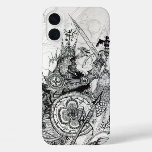 Coque Pour iPhone 16 Plus GUERRIÈRES GOTHIQUES Imaginaire noir blanc