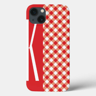 Etui iPhone 13 Guingan diagonal rouge et blanc