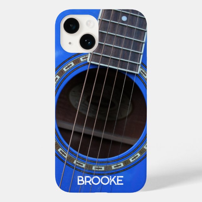 Coques Case-Mate iPhone Guitare acoustique bleue personnalisée (Verso)