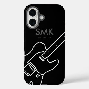 Coque Pour iPhone 16 Guitare avec nom noir