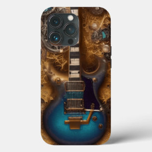 Case-Mate iPhone Case Guitare bleue vintage Steampunk Fantasy Aquarelle