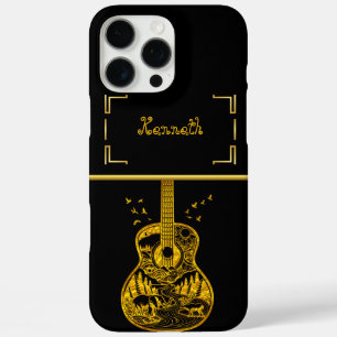 Coque iPhone 16 Pro Max Guitare d'or Captures d'art Nature et Musique