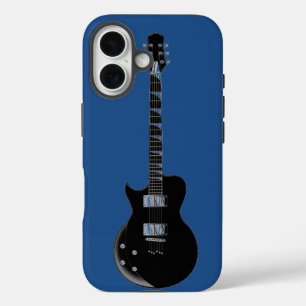 Coque Pour iPhone 16 Guitare électrique Bleu Black Pop Art