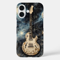Guitare électrique flottant dans l'espace musical