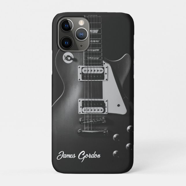 Coques Case-Mate iPhone Guitare électrique monochrome personnalisée (Dos)