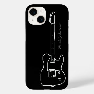 Coque Pour iPhone 14 guitare personnalisée sur fond noir