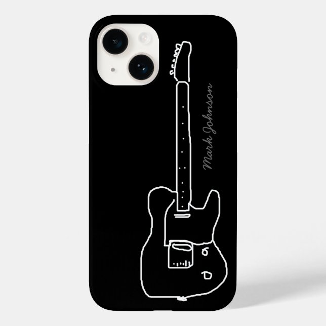 Coques Case-Mate iPhone guitare personnalisée sur fond noir (Verso)
