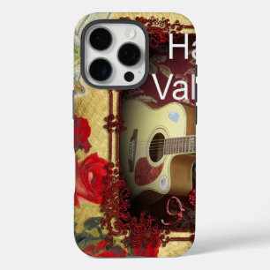 Coque iPhone 16 Pro Guitare vintage : Jour de la Saint-Valentin pour l