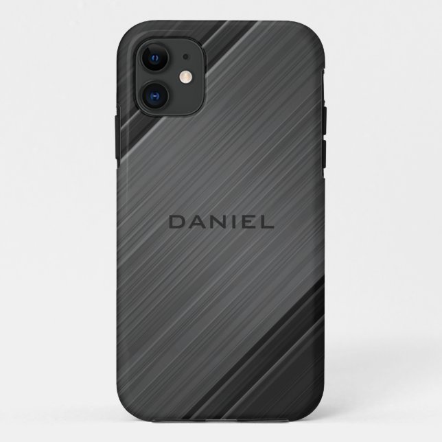 Coques Case-Mate iPhone Gunmetal Grey Texture Design Nom personnalisé (Dos)