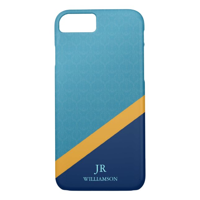Coques Case-Mate iPhone Guy Damask bleu moderne (Dos)