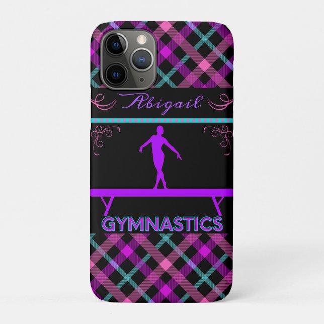 Coques Case-Mate iPhone Gymnastique Poutrelle rose violet Turquoise Tartan (Dos)