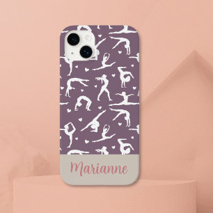 Coque Case-Mate iPhone Gymnastique violet Nom personnalisé Girlie Moderne