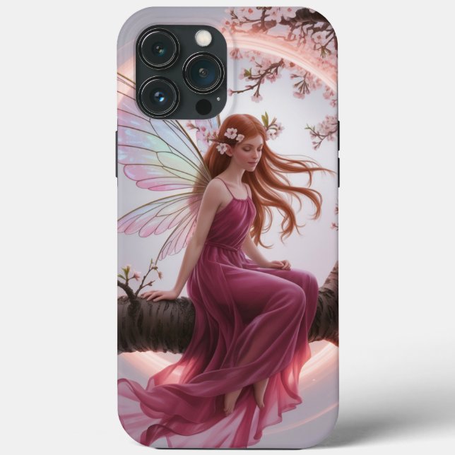 Coques Case-Mate iPhone Hada mágica entre flores de cerezo – Ilustración d (Verso)