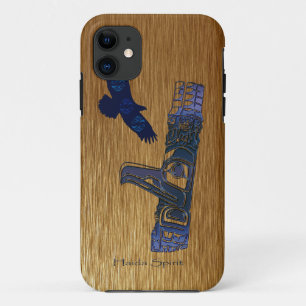 Coque iPhone 11 Haida Eagle & Totem Pole Art autochtone