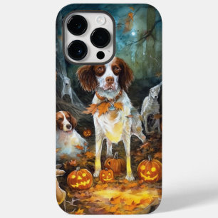 Coque Case-Mate iPhone Halloween Brittany Spaniel avec citrouilles effray