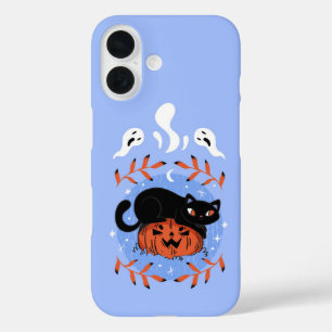 Coque Pour iPhone 16 Halloween Chat Noir Cute éffrayante