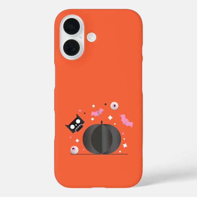 Coques Case-Mate iPhone Halloween Citrouille noir et chat mignon (Verso)