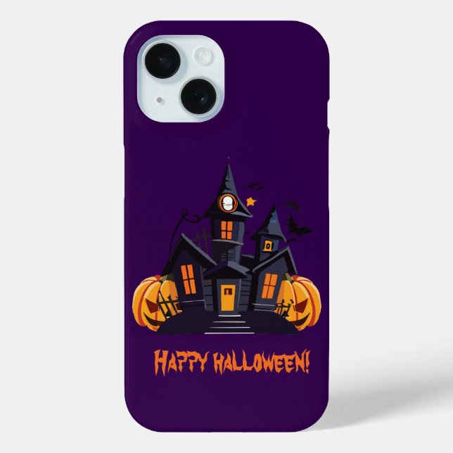 Coques Case-Mate iPhone Halloween citrouille orange château violet (Verso)