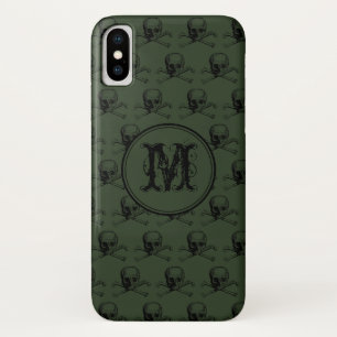 Case-Mate iPhone Case Halloween crâne noir kaki Monogramme personnalisé