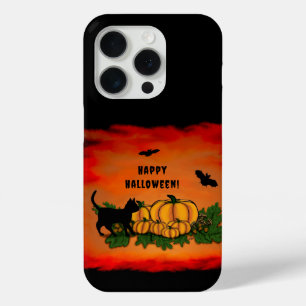 Coque Case-Mate iPhone Halloween heureux, Chat noir, Chat et Citrouille