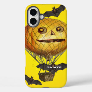 Coque Pour iPhone 16 Plus Halloween Homme et chauves-souris Citrouille Vinta