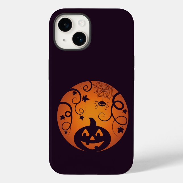 Coques Case-Mate iPhone Halloween Jack-o'-lantern citrouille visage et ara (Verso)