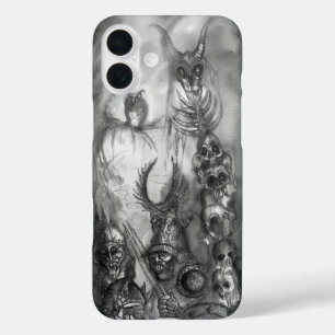 Coque Pour iPhone 16 Plus HALLOWEEN MONSTERS / ORK WAR Imaginaire noir blanc