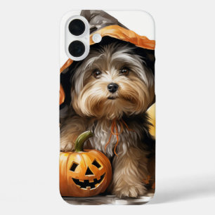 COQUE POUR iPhone 16 PLUS HALLOWEEN PUPPY DOG ADORABLE AVEC CITROUILLES
