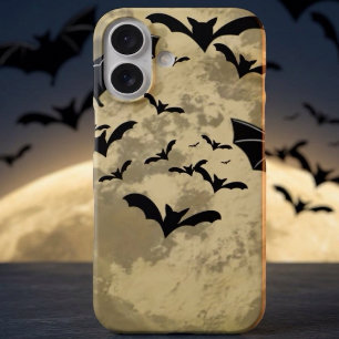 Coque Pour iPhone 16 Halloween Récolte Pleine Lune Et Chauves-Souris En