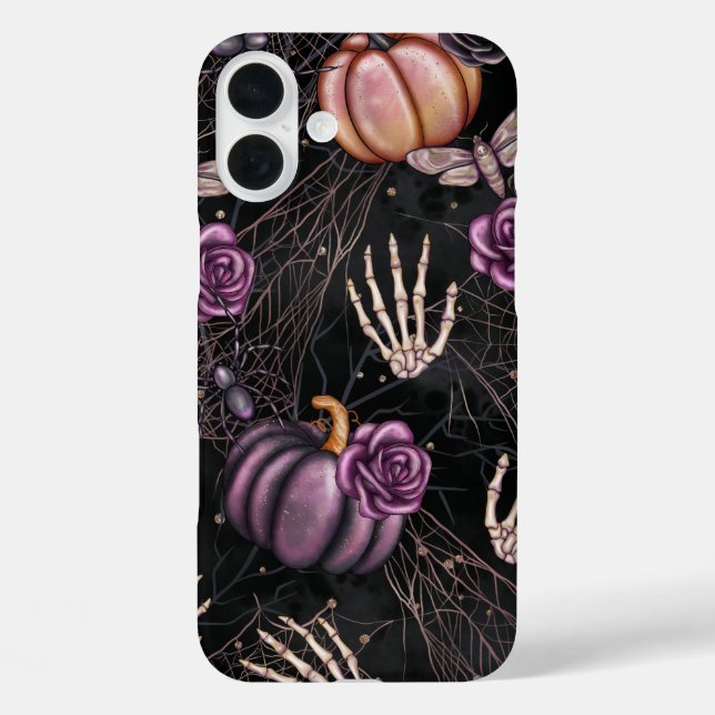 COQUES Case-Mate iPhone HALLOWEEN SKELETON MAINS ROSES CITROUILLE (Verso)